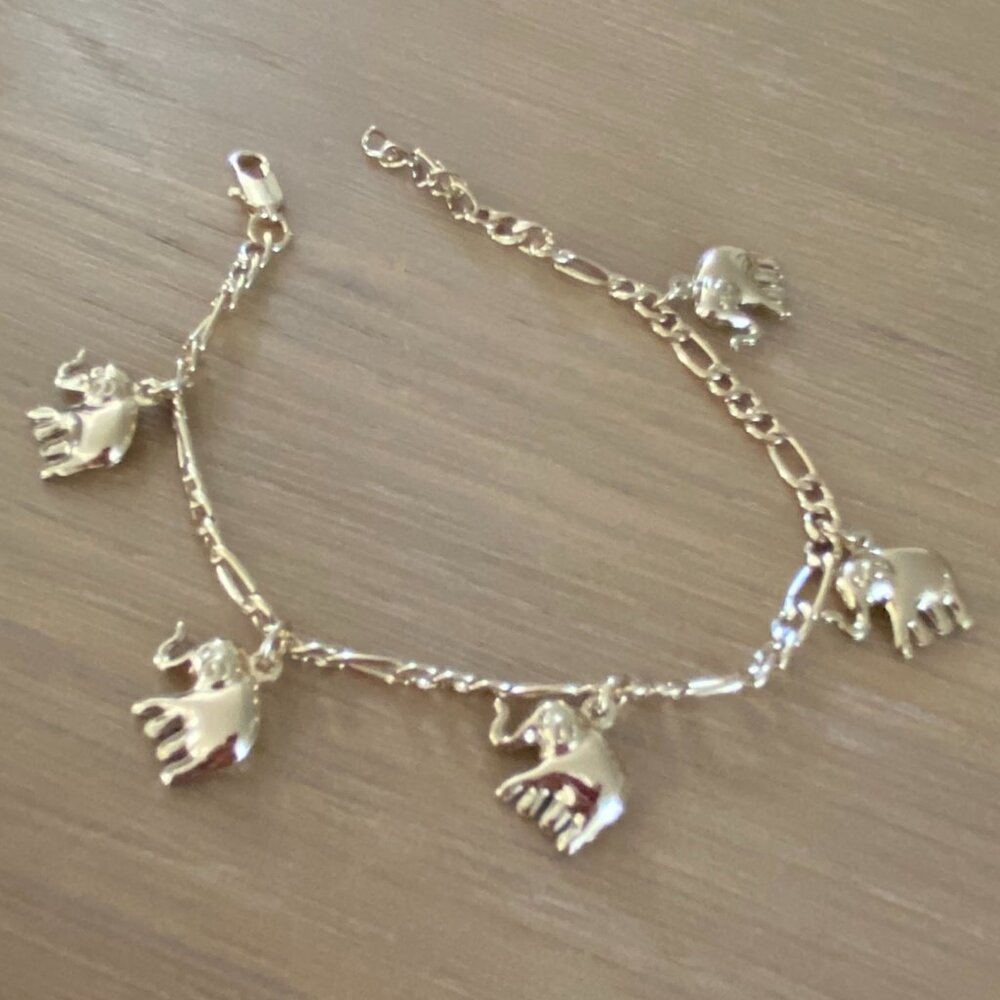 Gold Elephant Charm Bracelet